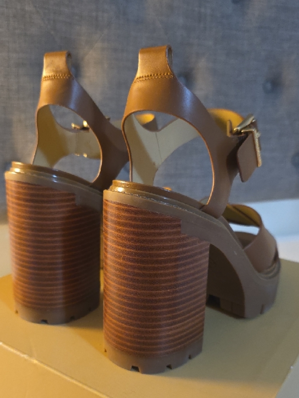 Michael Kors Brown Leather Platform Lug Sandals - Picture 6 of 7